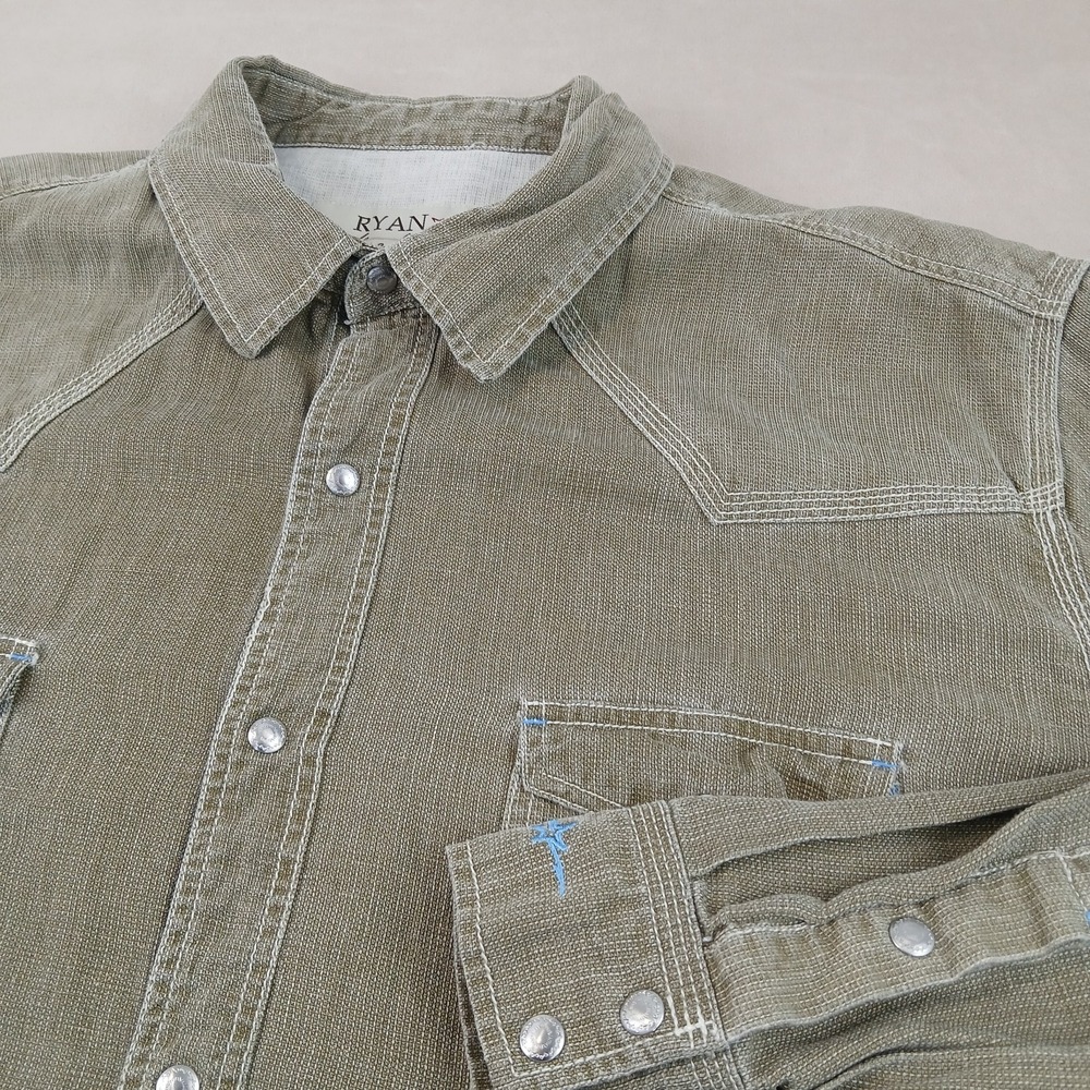 Ryan Michael XXL Mens Shirt Western Cowboy Silk Linen FLAWS 26x29